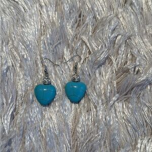 Faux Turquoise Heart Drop Earrings two bags available